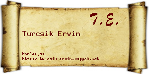 Turcsik Ervin névjegykártya